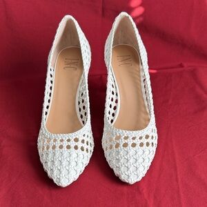 INC Women's White Crochet Heels